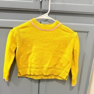 Boden Bright Yellow Kids Sweater with Pink Trim
